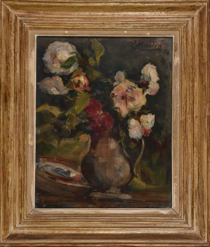 null Jacques MARTIN (1844-1919).

Roses dans un pichet.

Huile sur carton.

Signé...