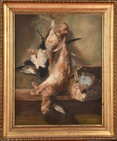 null Edmond TAPISSIER (1861-1943).

Retour de chasse, 1877.

Pastel sur toile.

Signé,...