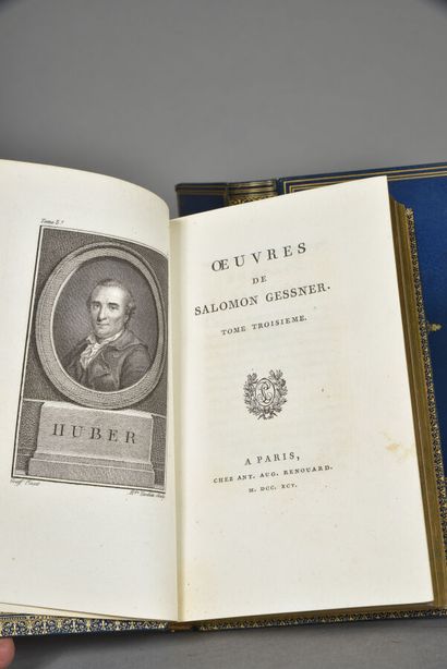 null GESSNER Salomon. OEUVRES.PARIS, RENOUARD, 1795.Quatre tomes réunis en deux volumes,...