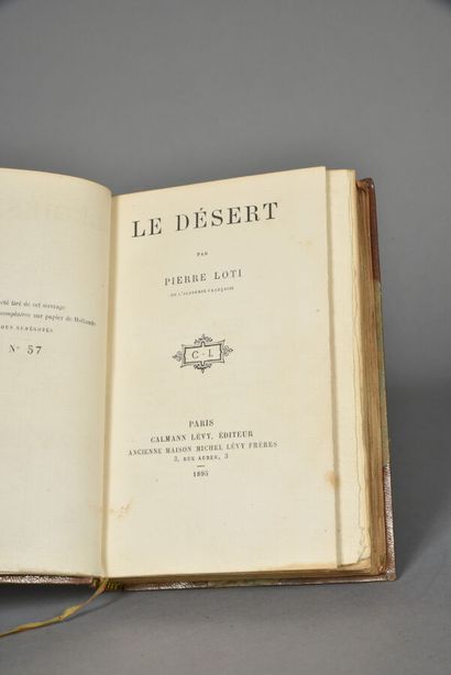 null LOTI Pierre.LE DÉSERT.PARIS, CALMANN LÉVY, 1895.Un volume, grand in-12, demi-reliure...
