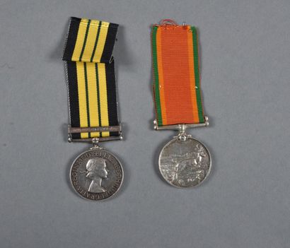  ANGLETERRE. Médailles AFRICA GENERAL SERVICE MEDAL (1902), agrafe KENYA, att. « A2167.WDR.KATONI....