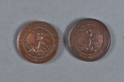 null ORDRE de SAINT MICHEL. Médailles de 1820 par GAYRARD F., d.38 mm, cuivre, (2),...
