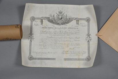  FRANCE. ORDRE de la LEGION d'HONNEUR. CHARLES X. Diplôme de Chevalier à un sous-lieutenant...