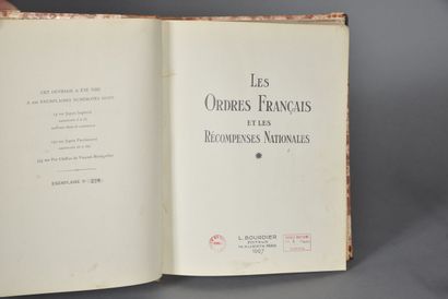  LIVRE. LES ORDRES ET RECOMPENSES NATIONALES par BOURDIER, Paris, 1927, exemplaire...