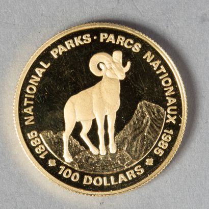 null CANADA 

100 DOLLARS 1985 (mouflon d'Amérique) 

16 gr 99 

KM 144 

PROOF ...
