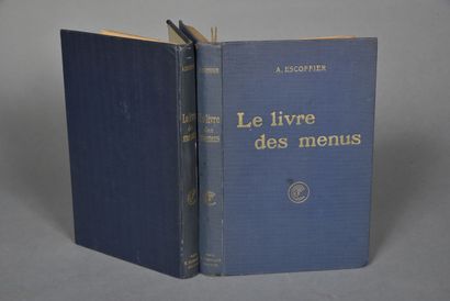 null ESCOFFIER, Le livre des menus,1912, deux volumes in-8, cartonnages de l'éditeur,...