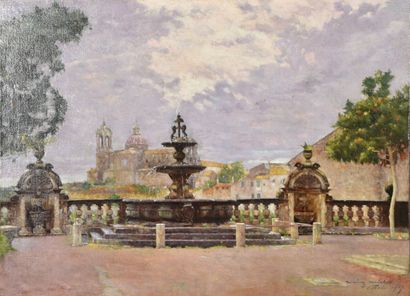 null Marius MICHEL (1853-1910).

Fontaine à Viterbe en Italie,1907.

Huile sur toile.

Signé,...