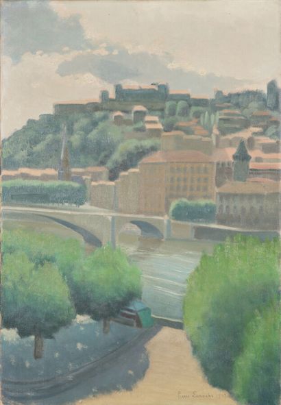null Pierre LAROCHE (1893-1982).

Vue du pont Bonaparte, Lyon, 1967.

Huile sur toile.

Signé...