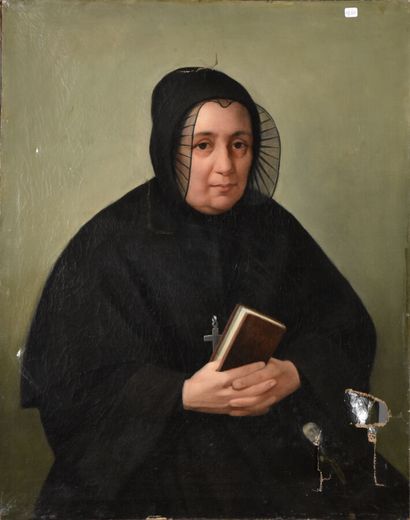 null Ecole française du XIXème siècle.

Portrait de Religieuse.

Huile sur toile.

92...