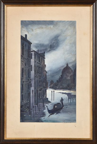 null RIVIERE (début XXème siècle).

Un ensemble de 3 oeuvres :

Marine, la nuit.

Aquarelle...