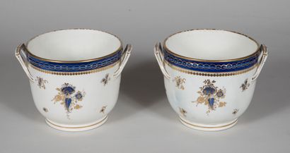 null Paire de cache-pots en porcelaine dans le style de Sèvres Louis XVI à décor...