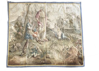  Beauvais. 
Tapisserie, large fragment XVIII° siècle. 
299 x 166 cm 
Galon bas abimé,...