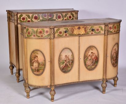 null Ensemble dans le style Art Déco-Louis XVI composé de deux buffets, d'un guéridon,...