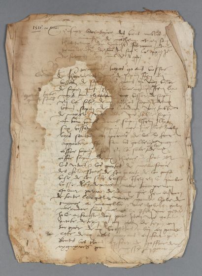 null HAUTE SAVOIE. Manuscrit de 11 pp. in-4. Février 1516. Importante mouillure ne...