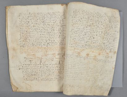 ILLE-ET-VILAINE. Cahier de parchemin, manuscrit,...