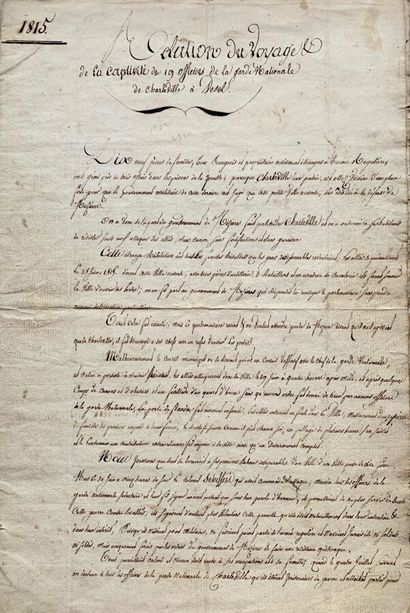 ARDENNES. Manuscrit anonyme daté de 1815...