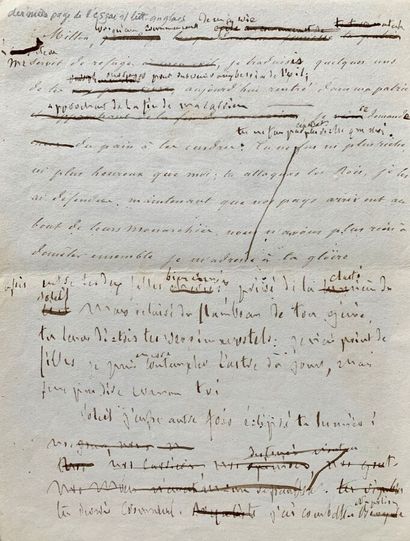 null François-René de CHÂTEAUBRIAND. Manuscrit autographe (brouillon avec ratures...