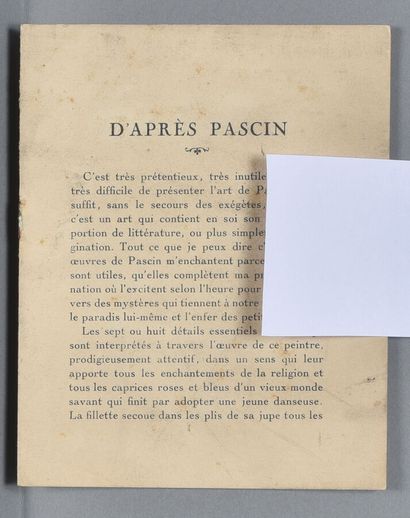 [Jules PASCIN]. Brochure de 8 pp. in-12,...