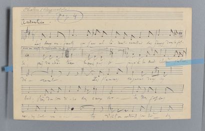 null Reynaldo HAHN. Manuscrit musical autographe. 9 portées sur 2 pp. in-8 oblong....