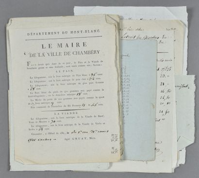 null SAVOIE. 19 documents imprimés et manuscrits provenant de Jean-Baptiste comte...