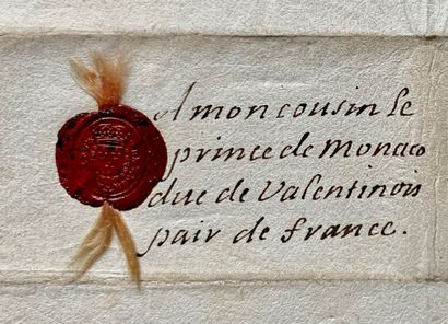 null LOUIS XIV. Lettre signée (signature autographe) au prince Honoré II de Monaco....