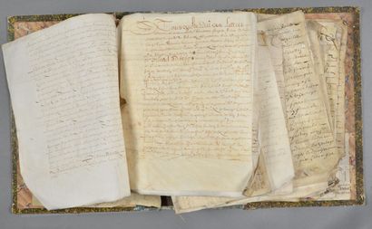 CALVADOS. 36 pièces manuscrites sur parchemin,...