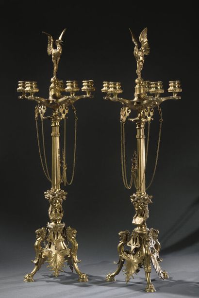 null Ferdinand BARBEDIENNE (1810-1852)

Paire d'importantes torchères en bronze doré...