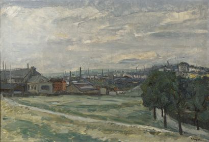 null Alphonse QUIZET (1885-1955).

Vue panoramique en banlieue de Paris.

Huile sur...