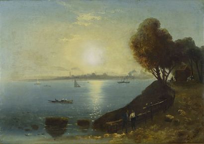 null Mekertich GIVANIAN (1848-1906).

Soleil sur le Bosphore.

Huile sur toile.

Signé...