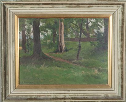  Alexandre-François BONNARDEL (1867-1942). 
Sous-bois dans un parc, 1908. 
Huile...