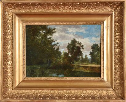  Horace Antoine FONVILLE (1832-1914). 
Paysage dans l'Ain. 
Huile sur toile. 
Signé...