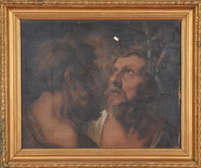  DYCK Antoon van (D'après) 1599 - 1641 
Deux têtes d'étude d'hommes barbus 
Huile...