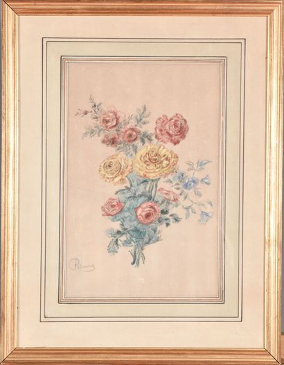  * PILLEMENT Jean-Baptiste (Attribué à) 
Lyon 1728 - id. ; 1808 
Etude de fleurs....