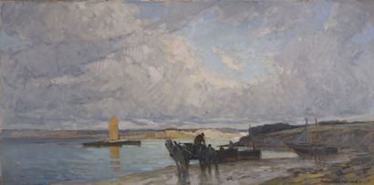 null Henry Maurice CAHOURS (1889-1974).

Scène bretonne en bord de mer.

Huile sur...