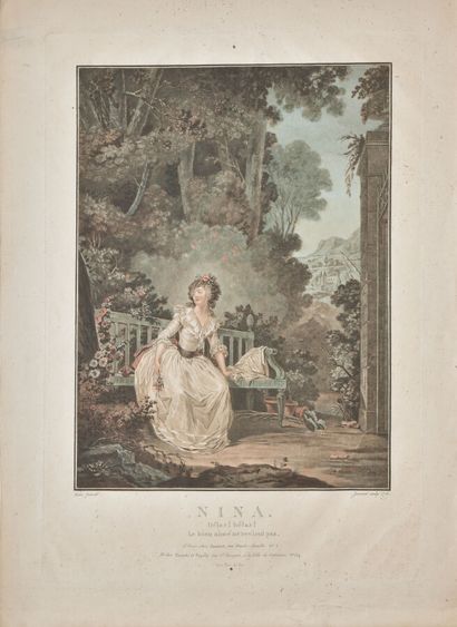  * Jean-François JANINET (1752-1814) 
Nina (Hélas ! hélas !) 
Aquatinte imprimée...