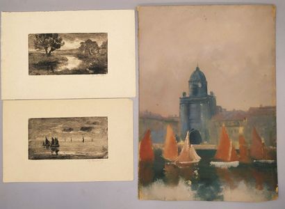  Charles CURTELIN (1859-1912). 
Ensemble d'une quinzaine d'oeuvres sur papier : divers...