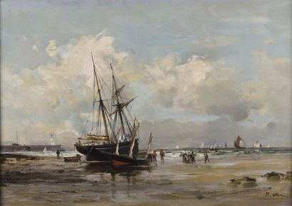 null Jean-Baptiste OLIVE (1848-1936).

Bateaux à marée basse, en Normandie, (vers...