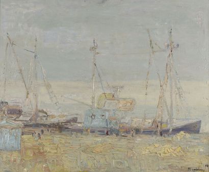 null Jacques TRUPHEMUS (1922-2017).

Bateaux de pêche à quai, 1960 ( ?).

Huile sur...