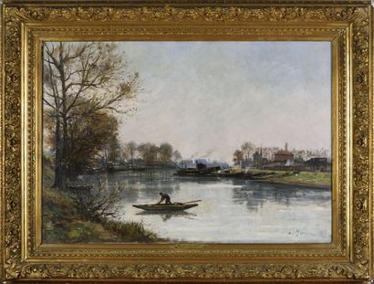 null Gustave MASCART (1834-1914).

Bords de Seine animés.

Huile sur toile.

Signé...