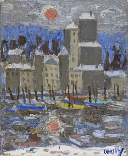 null Jean COUTY (1907-1991)

Soleil rouge et neige à Lyon, 1983.

Huile sur toile.

Signé...