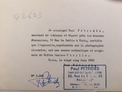 null Maurice UTRILLO (1883-1955).

Montmartre, 1924.

Aquarelle gouachée sur papier.

Signé,...