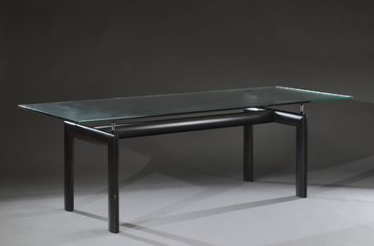 null Table LC6 Le Corbusier, Jeanneret et Perriand, édition Cassina, plateau de verre...
