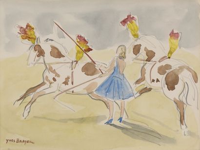 null Yves BRAYER (1907-1990).

Les chevaux de cirque.

Aquarelle sur papier.

Signé...