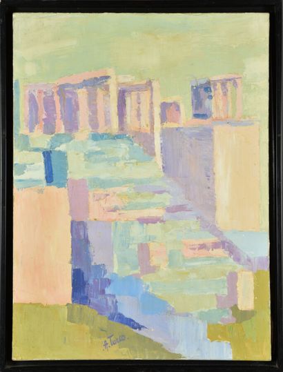 null André TURCO (1913- ?).

L'Acropole, Athènes.

Huile sur toile.

Signé en bas...