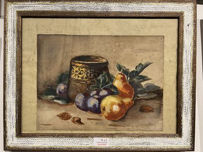 null T. SAUVADE ( début du XXème siècle).

En pendant :

Nature morte aux fruits...