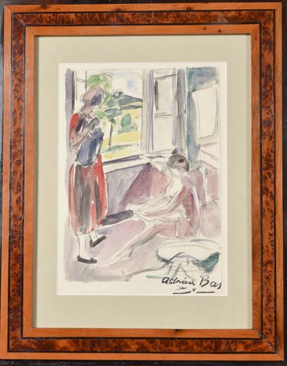null Adrien BAS (1884-1925).

Deux femmes.

Aquarelle sur apier.

Cachet de la signature...