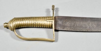 null Sabre briquet 1767 de Grenadier, poignée cannelée, forte lame gravée « GRENADIER »...