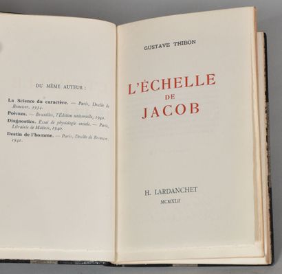 null THIBON Gustave. L'ÉCHELLE DE JACOB. LYON, H. LARDANCHET, 1942. Un volume, in-8,...