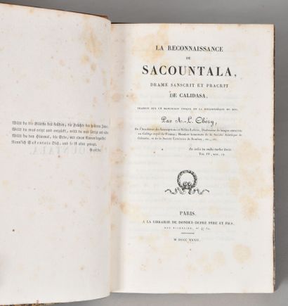 null CALIDASA. LA RECONNAISSANCE DE SACOUNTALA. Drame sanscrit et pracrit. Traduit...