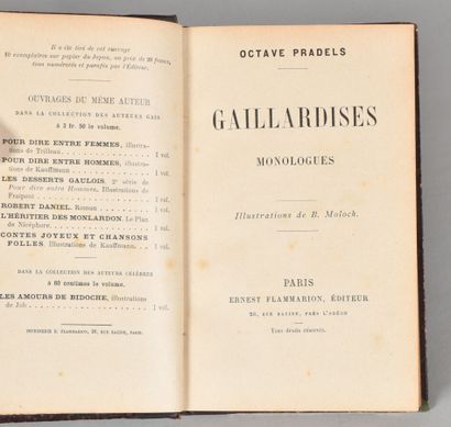 null PRADELS Octave. GAILLARDISES. Monologues. PARIS, FLAMMARION, s. d. Un volume,...